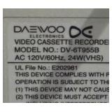 Daewoo VCR and DVD Player Combo Model: DV-6T955B