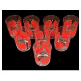 Vintage Edgar Watkins Apple Motif Acrylic Pitcher, 8 Glasses and Serving Trays