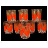 Vintage Edgar Watkins Apple Motif Acrylic Pitcher, 8 Glasses and Serving Trays
