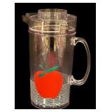 Vintage Edgar Watkins Apple Motif Acrylic Pitcher, 8 Glasses and Serving Trays