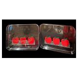 Vintage Edgar Watkins Apple Motif Acrylic Pitcher, 8 Glasses and Serving Trays