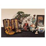 Asian Style Decorative Collection: Screen, Figurines, Bonsai, Cork Art, Vase and More!