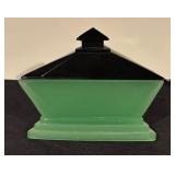 Vintage Art Deco Green and Black Glass Vanity Set