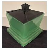 Vintage Art Deco Green and Black Glass Vanity Set