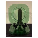 Set of 8 Vintage Depression Green Glass Plates