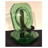 Set of 8 Vintage Depression Green Glass Plates