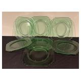 Set of 8 Vintage Depression Green Glass Plates