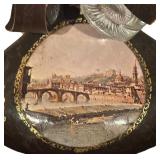 Vintage Leather Decanter with Glasses and Scenic Italy Design