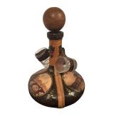 Vintage Leather Decanter with Glasses and Scenic Italy Design