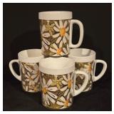 Set of 4 Vintage West Bend Daisy Coffee Mugs