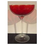 Set of 3 Vibrant Colored Glass Decor: Pedestal Bowl, Vase and Pitcher