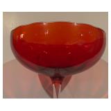 Set of 3 Vibrant Colored Glass Decor: Pedestal Bowl, Vase and Pitcher