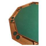 Vintage Octagonal Game Table with Green Felt Surface and Cup Holders