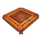 Inlaid Wooden Accent Table with Geometric Design