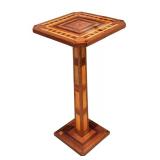 Inlaid Wooden Accent Table with Geometric Design