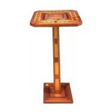 Inlaid Wooden Accent Table with Geometric Design