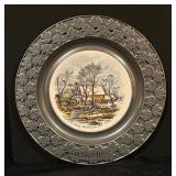 Set of 2 Vintage Currier & Ives Carson Pewter Plates