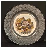 Set of 2 Vintage Currier & Ives Carson Pewter Plates