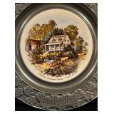 Set of 2 Vintage Currier & Ives Carson Pewter Plates