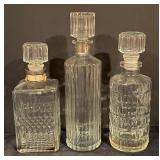 Set of 3 Vintage Crystal and Glass Decanters Assorted Styles