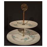 Vintage Two-Tier Serving Tray with Oil and Vinegar Cruets