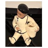 Vintage Ceramic Serving Tray with Asian-Inspired Figurine
