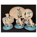 Vintage Stetson China Dinnerware Set with Blue Floral Design
