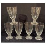 Set of 6 Vintage Clear Glass Goblets with Decorative Bubble Base