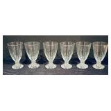 Set of 6 Vintage Clear Glass Goblets with Decorative Bubble Base