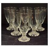 Set of 6 Vintage Clear Glass Goblets with Decorative Bubble Base