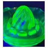 Vintage Uranium Glass Juicer Citrus Reamer