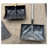 Yard Tool Collection with Shovels, Rakes, and Broom