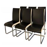 Set of 8 Modern Upholstered Dining Chairs with Cantilever Metal Base