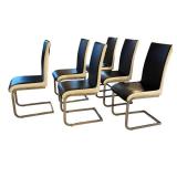 Set of 8 Modern Upholstered Dining Chairs with Cantilever Metal Base