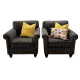 Pair of Stylish Upholstered  Armchairs