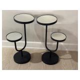 Pair of Modern Two-Tier Black Metal Accent Tables