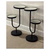 Pair of Modern Two-Tier Black Metal Accent Tables