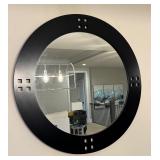 29" Round Black Wall Mirror with Decorative Cutouts