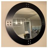 29" Round Black Wall Mirror with Decorative Cutouts