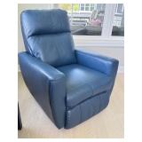 Swivel Blue Leather Recliner