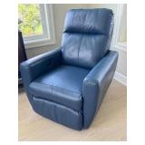 Swivel Blue Leather Recliner