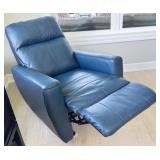 Swivel Blue Leather Recliner