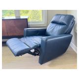 Swivel Blue Leather Recliner