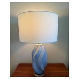 Pair of Blue Swirl Glass Table Lamps with Shades