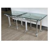Set of 2 Glass-Top Side Tables with Metal Frame