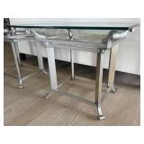 Set of 2 Glass-Top Side Tables with Metal Frame