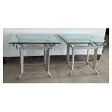Set of 2 Glass-Top Side Tables with Metal Frame