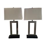 Pair of Modern Table Lamps with Rectangle Design