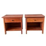 Pair of Solid Wood Nightstands with Single Drawer