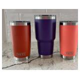 Set of 3 Yeti Tumblers - 20oz and 30oz Mixed Sizes